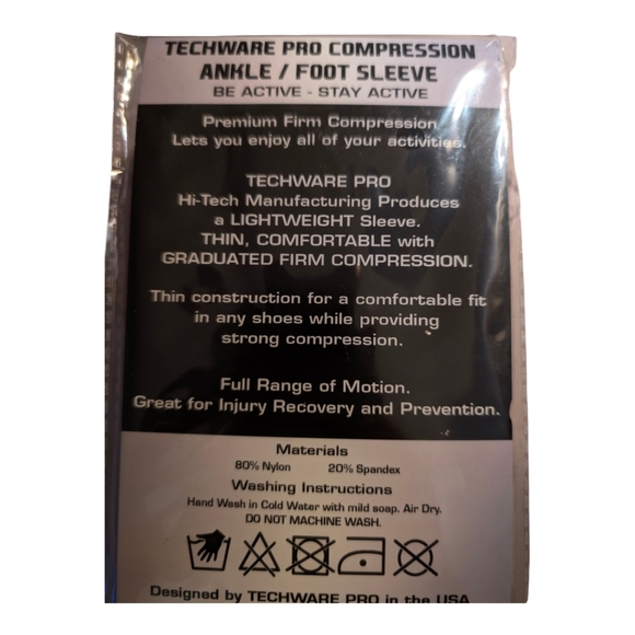 NWT TechWare Pro Ankle Compression Sleeves for Plantar Fasciitis L/XL - Picture 3 of 5